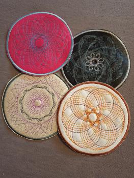 ITH Stickdatei Untersetzer und Glasabdeckung Spiro